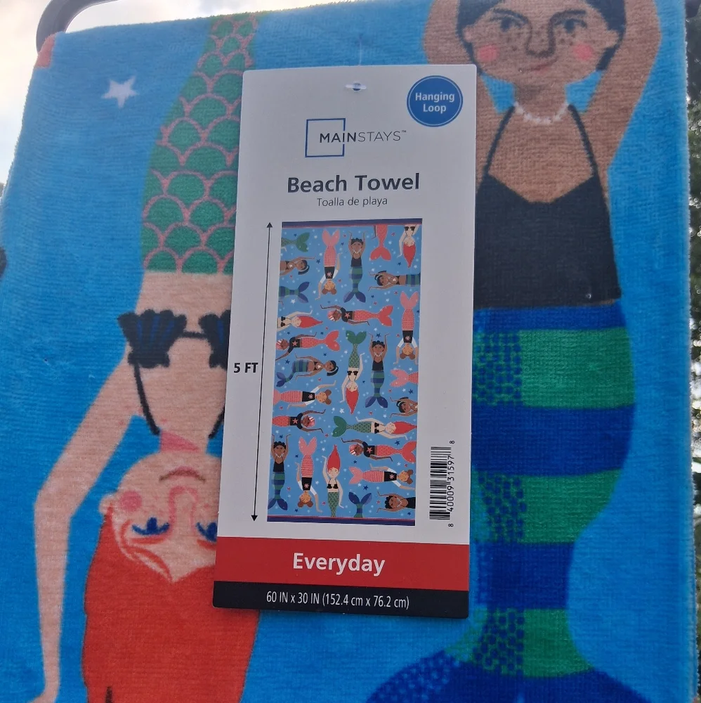 Mainstays Blue and Green Mermaid Beach Towel